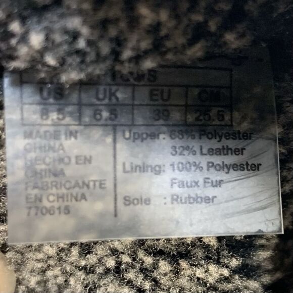 Toms Nepal Boots Womens 8.5 Black & White Suede/Fleece Lined Mid Calf Aztec - Picture 8 of 9